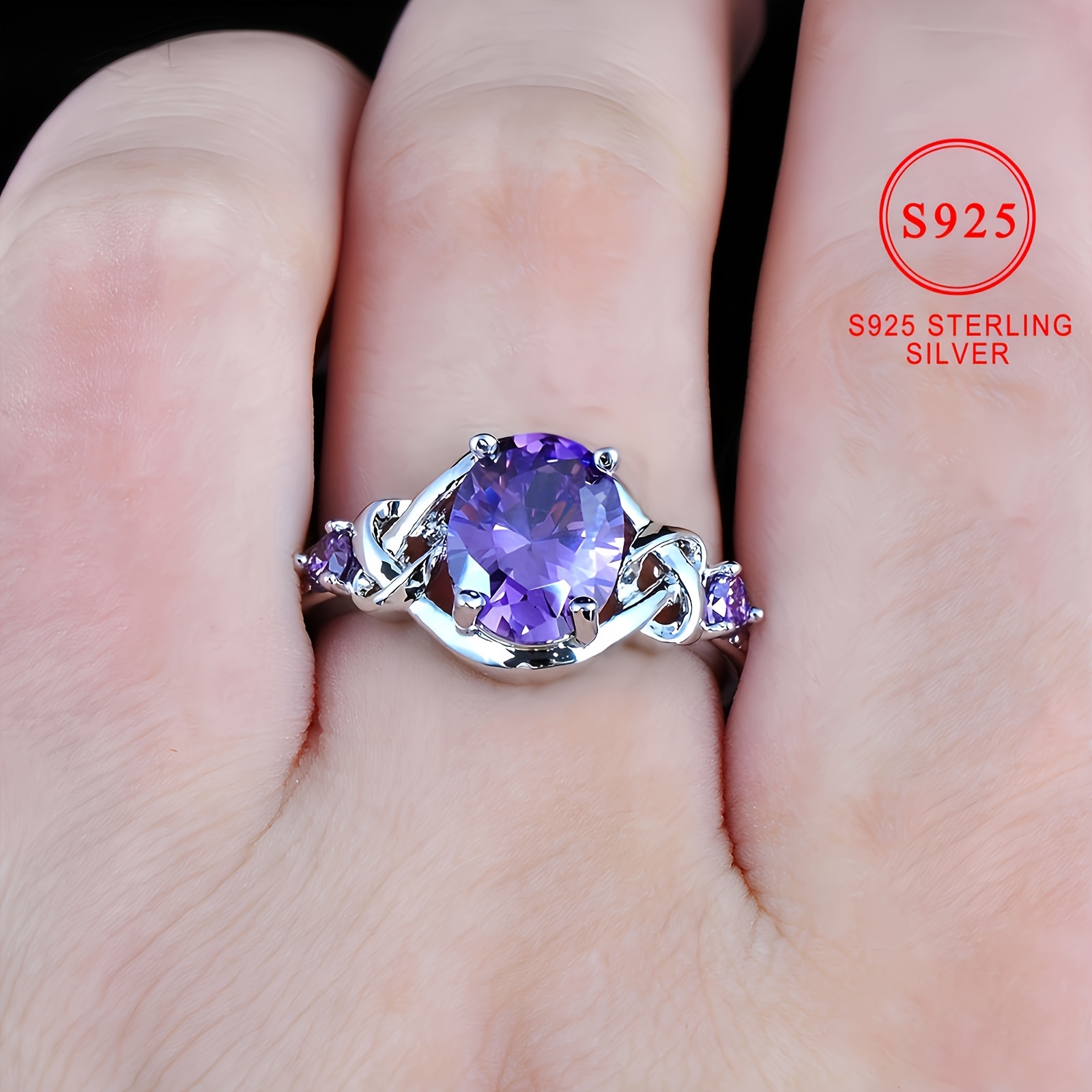 925 Sterling Silver French Style Engagement Ring